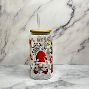 Merry Christmas Gnome Tumbler with Straw